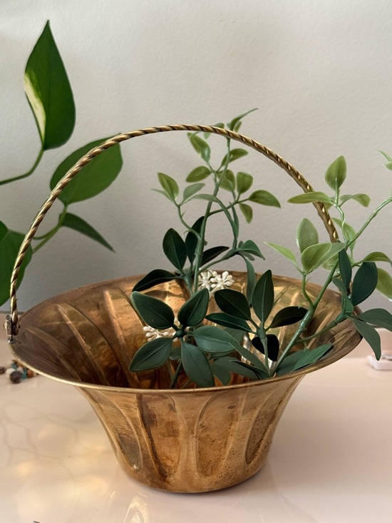 Vintage Other - Vintage Brass Basket With Swiveling Handle